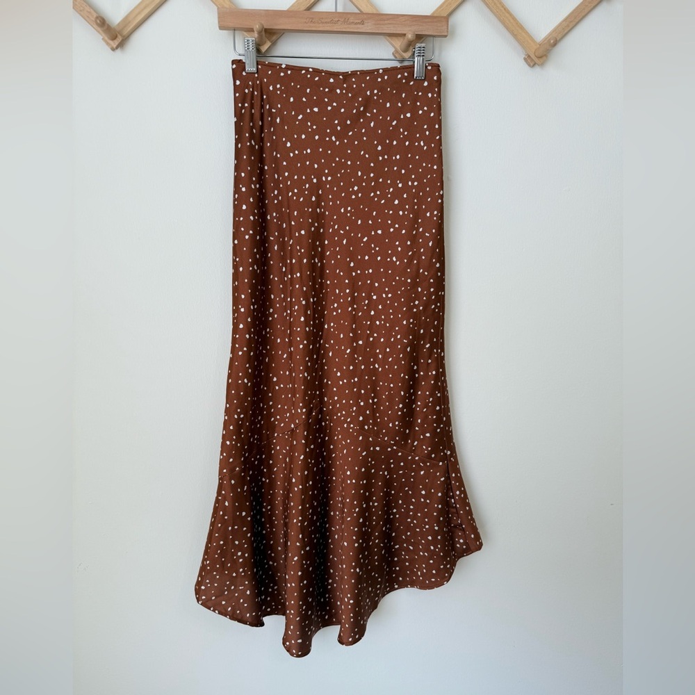 Abercrombie & Fitch Brown Polka Dot High-Low Skirt - Picture 2 of 6
